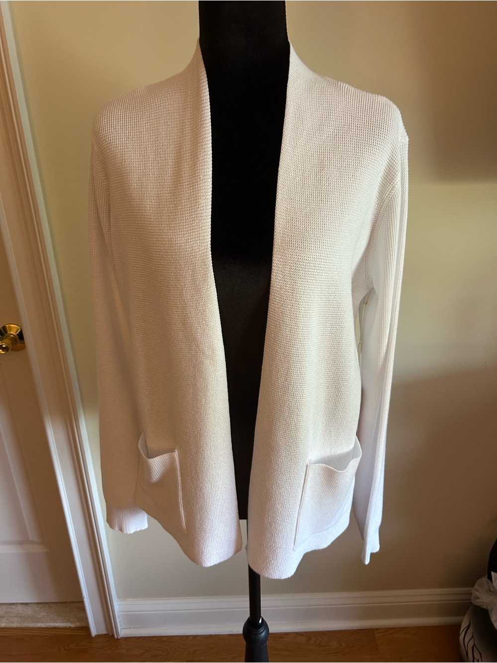 Cyrus White Open-Front Pocket Cardigan